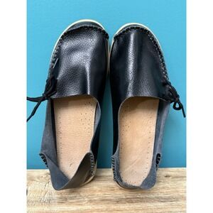 Black Leather European‎ Style Moccasin Loafer Shoes Wm Sz 41 EU 9.5 US Ustyle